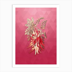 Vintage Crimson Glory Pea Flower Botanical in Gold on Viva Magenta n.0522 Art Print