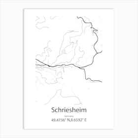 Schriesheim,Germany Minimalist Map Art Print