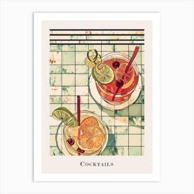 Cocktails Tiled Poster 3 Art Print