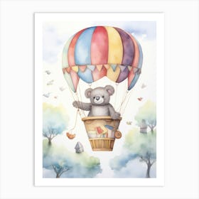 Baby Koala 3 In A Hot Air Balloon Art Print