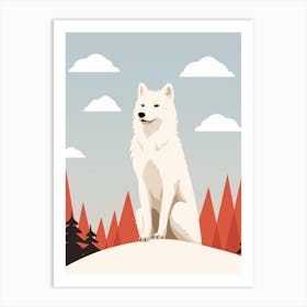 Arctic Fox Simple Illustration 3 Art Print