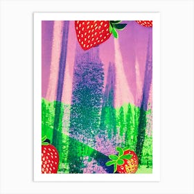 Strawberry Risograph Retro Poster Fruit Art Print