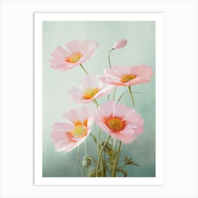 Daisies Flowers Acrylic Painting In Pastel Colours 4 Art Print