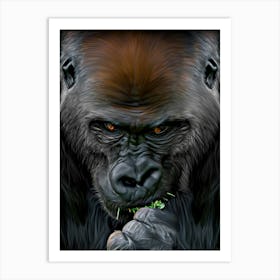 Painting of a Gorilla Eating Greens Art Print