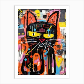 Cat Noir Chronicles: Basquiat's style Street Art Passion Art Print