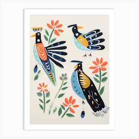 Folk Style Bird Painting Roadrunner 3 Art Print