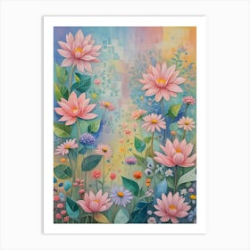 Pastel Rainbow Flower Dance Art Print