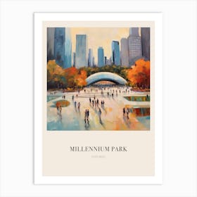 Millennium Park Chicago Vintage Cezanne Inspired Poster Art Print
