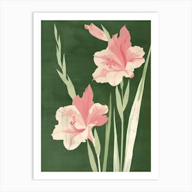 Pink & Green Gladiolus 1 Art Print