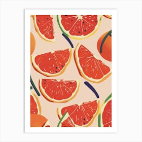 Grapefruit Abstract Pattern Illustration 3 Art Print