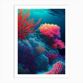Coral Reef Waterscape Crayon 1 Art Print