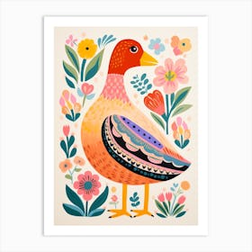 Pink Scandi Duck 1 Art Print