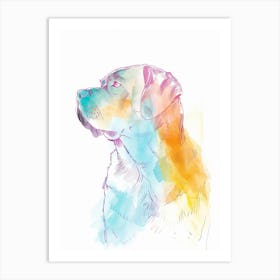 Watercolour Rottweiler Dog Line Illustration 4 Art Print