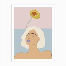 Portrait Of A Woman With A Flower Art Print