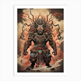 Raijin Thunder God Japanese Style 9 Art Print