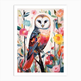 Bird Painting Collage Barn Owl 1 Art Print