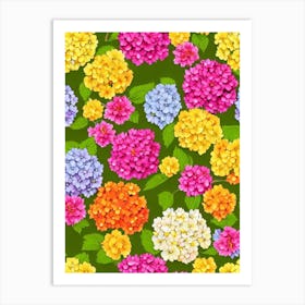 Hydrangea Repeat Retro Flower Art Print