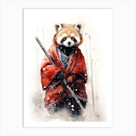 Baby Red Panda As A Jedi Watercolour 4 Art Print