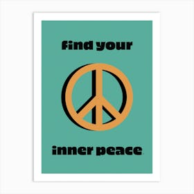 Find Your Inner Peace - Typography - Retro - Sign - Art Print - Living room -  Blue Art Print