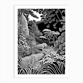 Chanticleer Garden, Usa Linocut Black And White Vintage Art Print