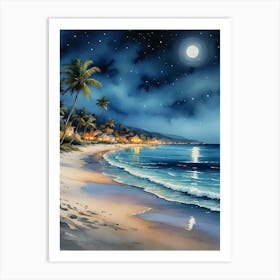 Beach At Night Art Print