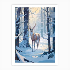 Winter Fawn 3 Illustration Art Print