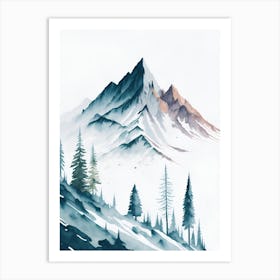 Mountain And Forest In Minimalist Watercolor Vertical Composition 41 Art Print