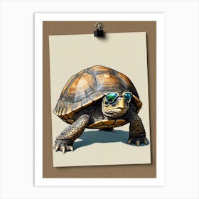 Turtle With Sunglasses Art Print