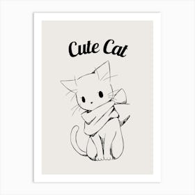 Cute Cat line art Art Print