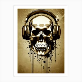 Skull With Headphones 133 Art Print