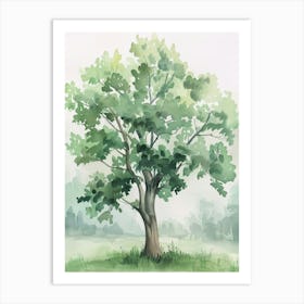 Paulownia Tree Atmospheric Watercolour Painting 7 Art Print