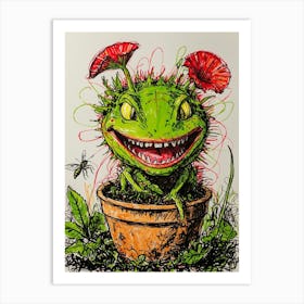 Lizard In A Pot 1 Art Print