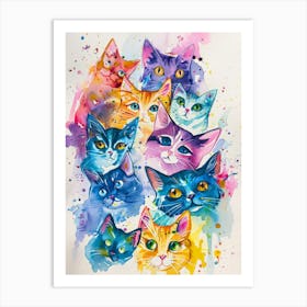 Colorful Cats 4 Art Print