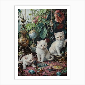 Kittens With Jewels Rococo Inspired Painting 1 Art Print