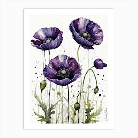 Dark Purple Poppies Art Print