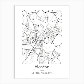 Alencon,France Minimalist Map Art Print