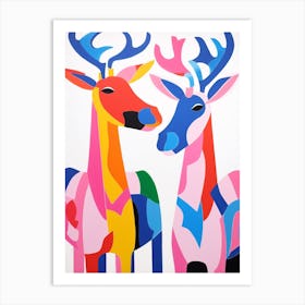 Colourful Kids Animal Art Moose 1 Art Print