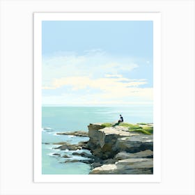 Man Sitting On A Cliff Art Print