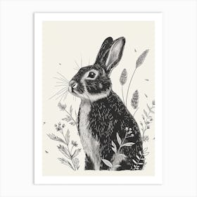 Britannia Petite Blockprint Rabbit Illustration 1 Art Print