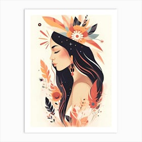 Girl With Feathers Art Print