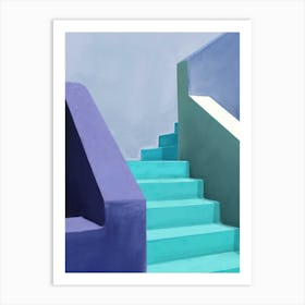 Stairs And Stories Aqua Art Print