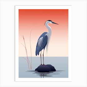Minimalist Great Blue Heron 4 Illustration Art Print
