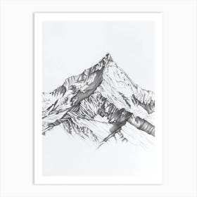 Annapurna Nepal Line Drawing 4 Art Print