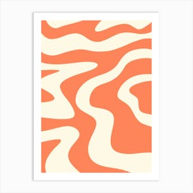 Liquid Retro Groovy Coral Art Print