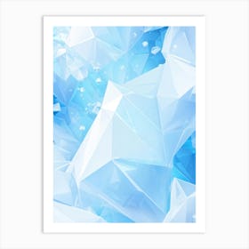 Abstract Geometric Composition Integrating Polygons Soft White And Blue Hues And Transparent Ice (7) Art Print