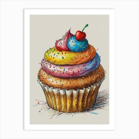 Colorful Cupcake Art Print