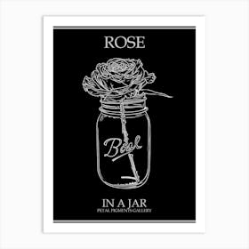Rose In A Jar Line Drawing 1 Poster Inverted Art Print