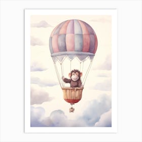 Baby Baboon In A Hot Air Balloon Art Print