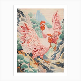 Vintage Japanese Inspired Bird Print Chicken 1 Art Print