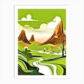 Landscape With Mountains 1 Art Print